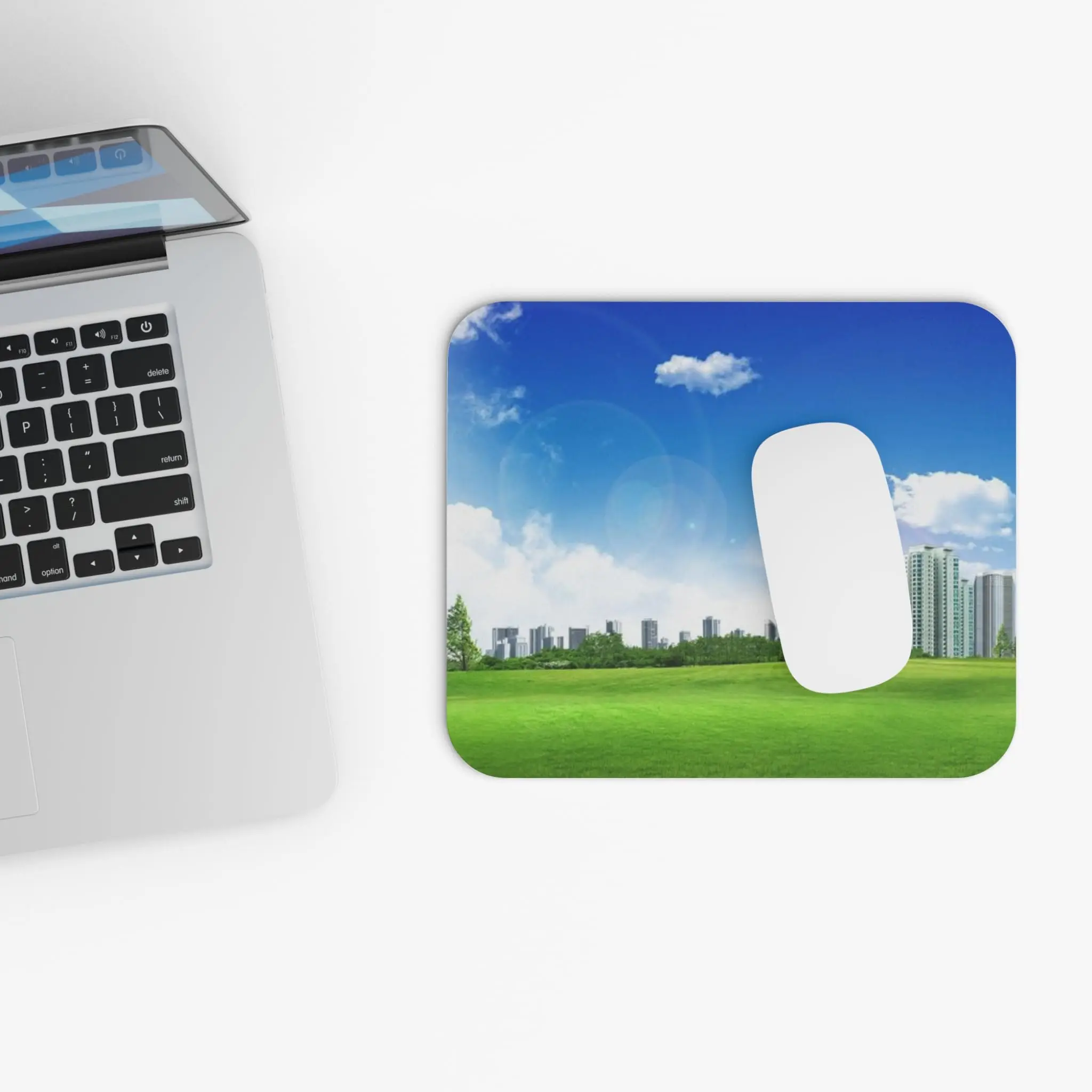 Frutiger Aero Hills And City Print Lock Edge Mousepad Gamer Mouse Mat Keyboard Mats 30x25cm For Computer