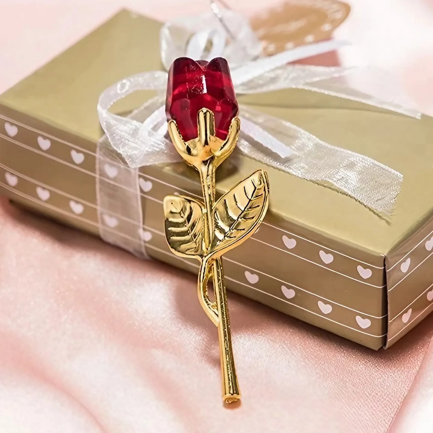 Glass Rose Mini Crystal Flower Artificial Flowers Room Ornament Office Desktop Decoration Wedding Party Valentine\'s Day Gift 1PC
