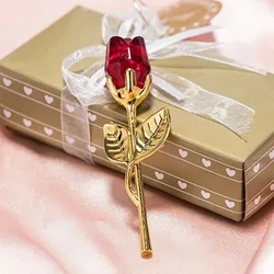 Glass Rose Mini Crystal Flower Artificial Flowers Room Ornament Office Desktop Decoration Wedding Party Valentine's Day Gift 1PC