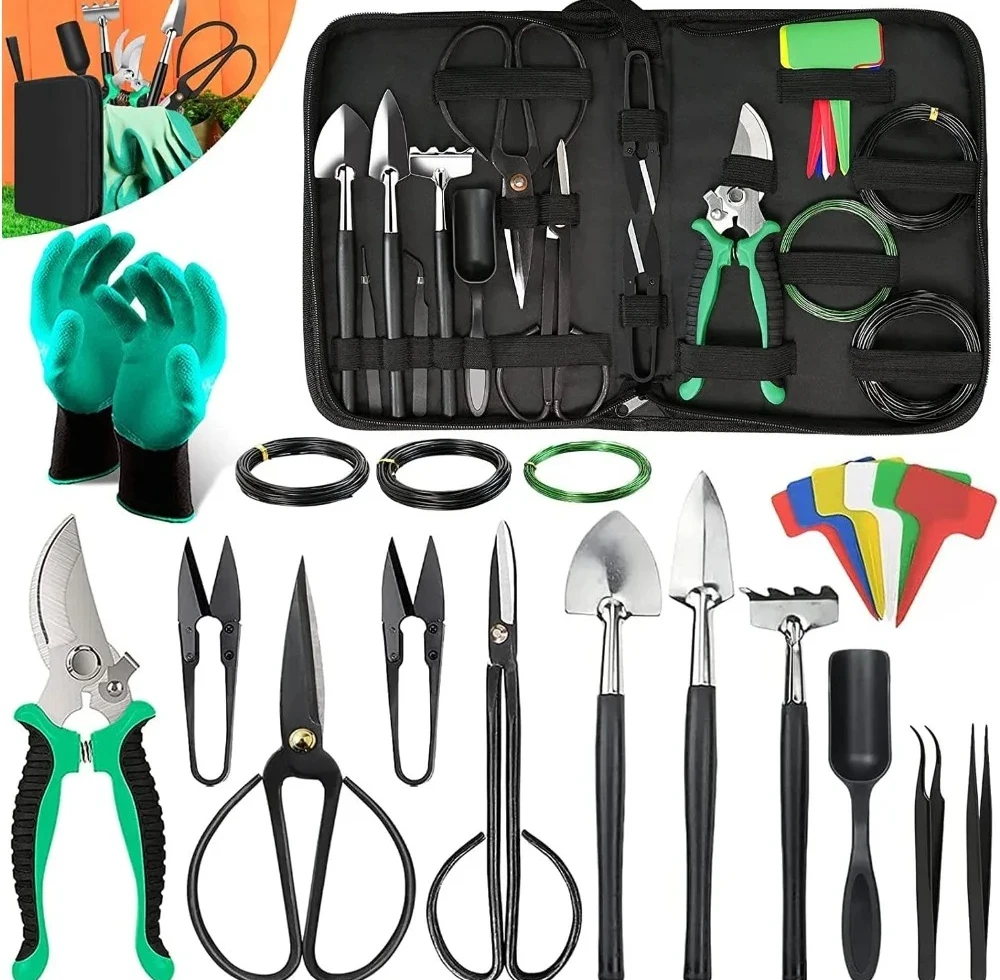 

Bonsai Tools Kit- 24 PCS Bonsai Tree Kit Tools for Beginners, Complete Set for Bonsai Tree Care, Pruning, and Shaping
