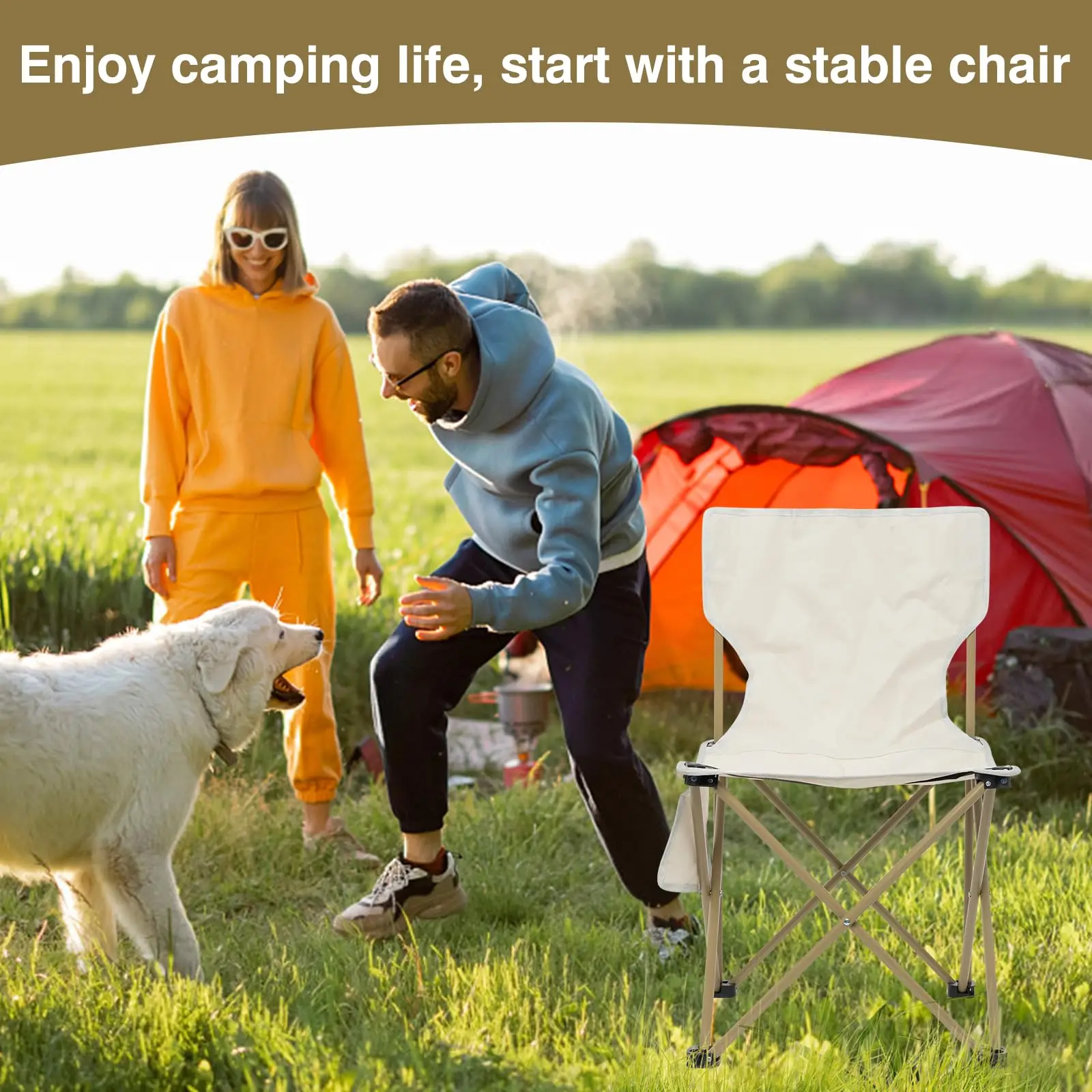 Portable Camping Chair Folding Camp Sports Chair Outdoor Chair & Lawn Chair for Fishing Picnic Beach Hiking Backpacking Travel