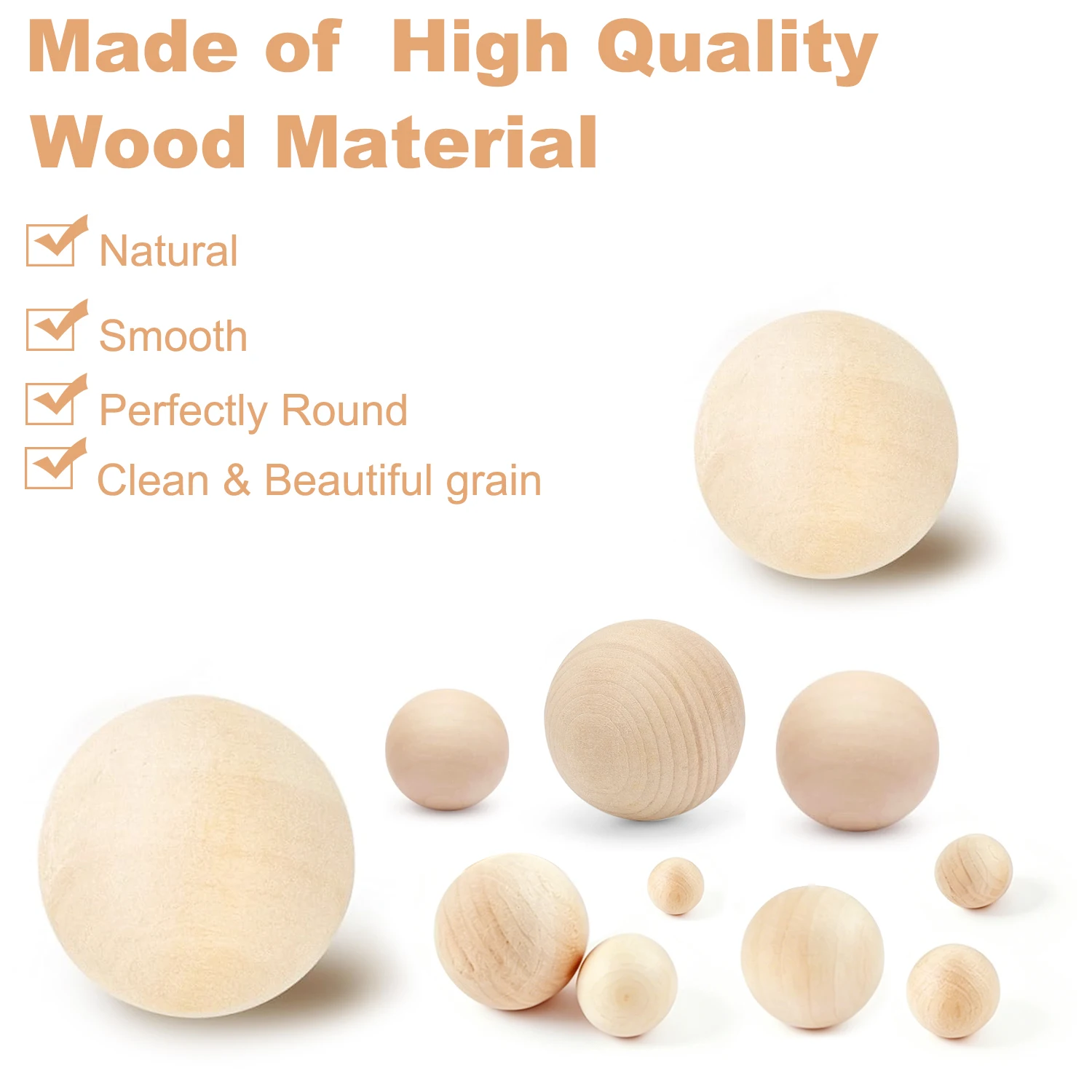 Bild 3: 1-50 Stück 6mm-75mm Holzkugeln, Unbehandelte Runde Holzperlen für DIY-Basteln, Heimdekoration, Malen & Modellieren