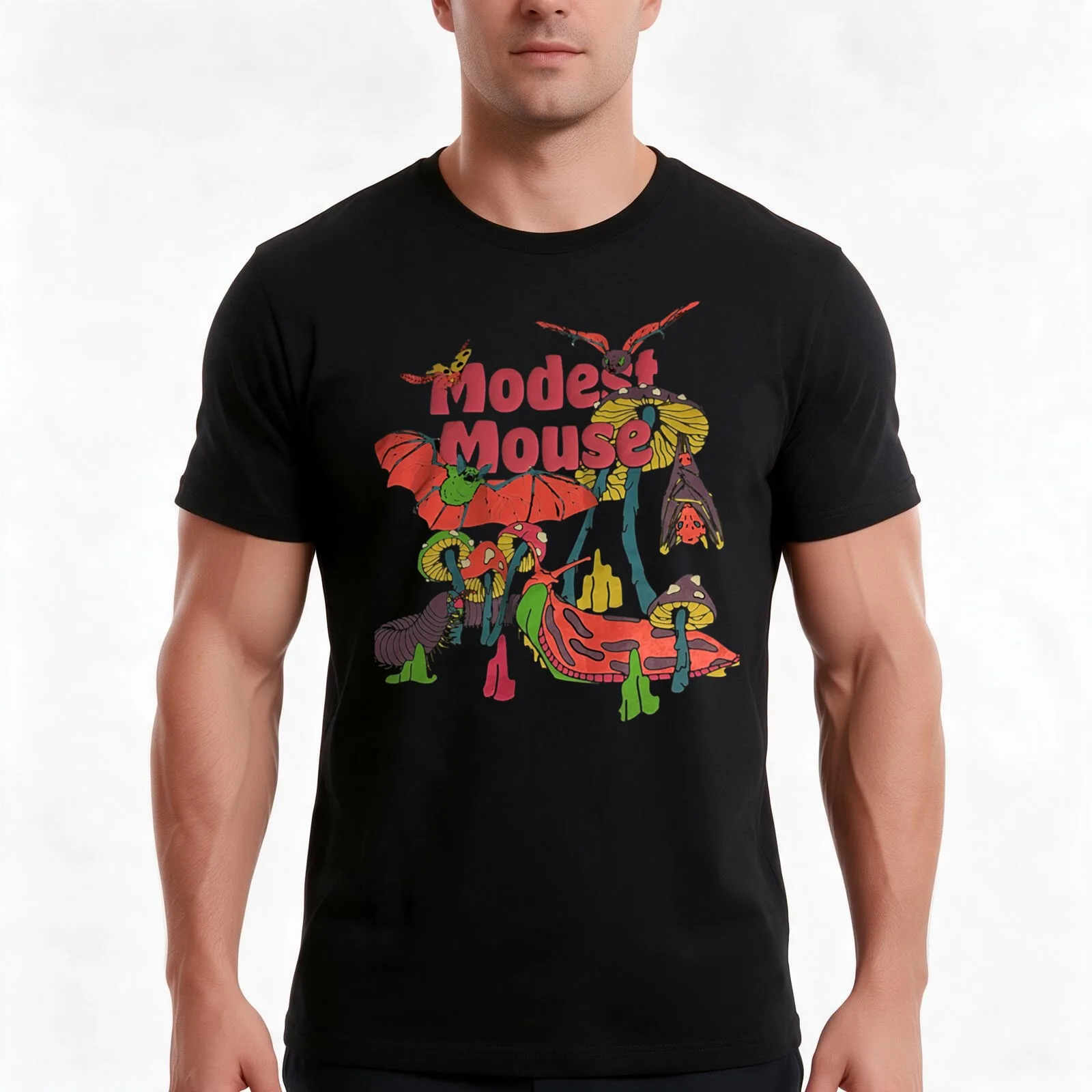Modest Mouse T-Shirt, Summer Casual Cotton Tee, Oversized Streetwear Tops, Vintage Graphic Print, Loose Fit Short Sleeve