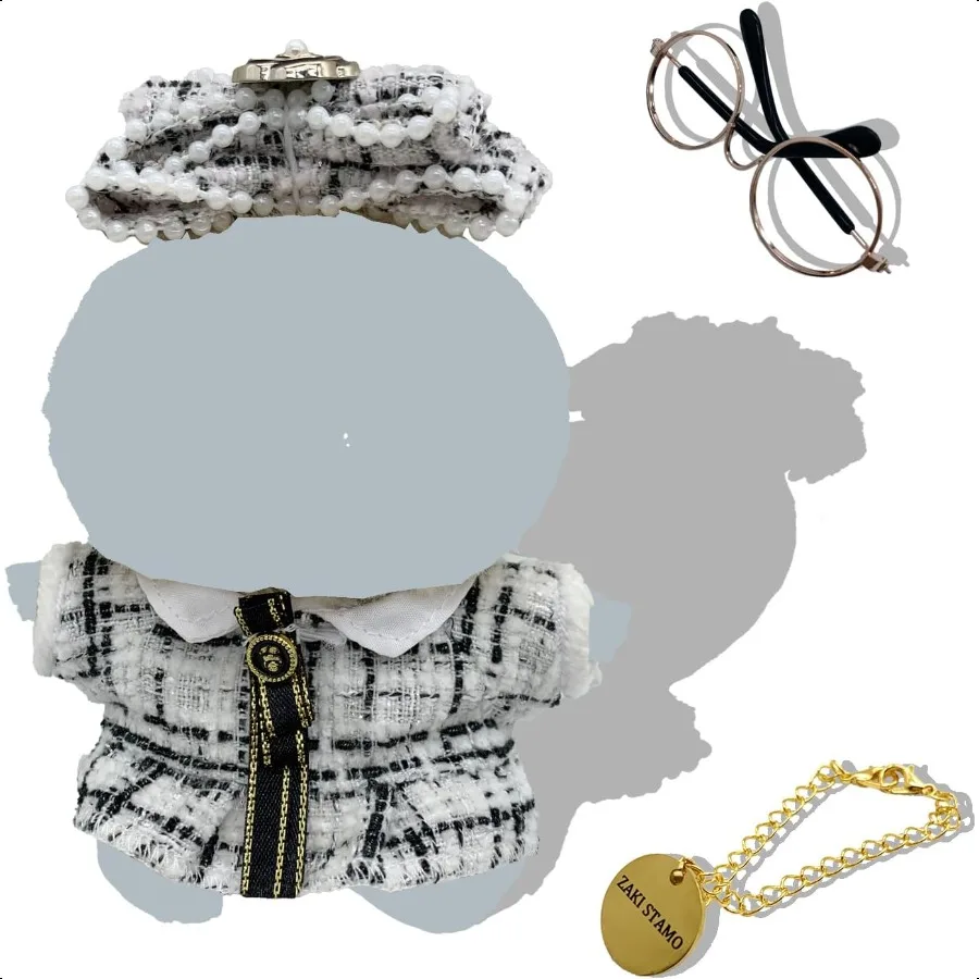 

5 Sets of Clothes for LabubuLabubu Clothes Compatible with Labubu White Dr Outfit + Fake Glasses + Chain Suitable for 17cm 14cm