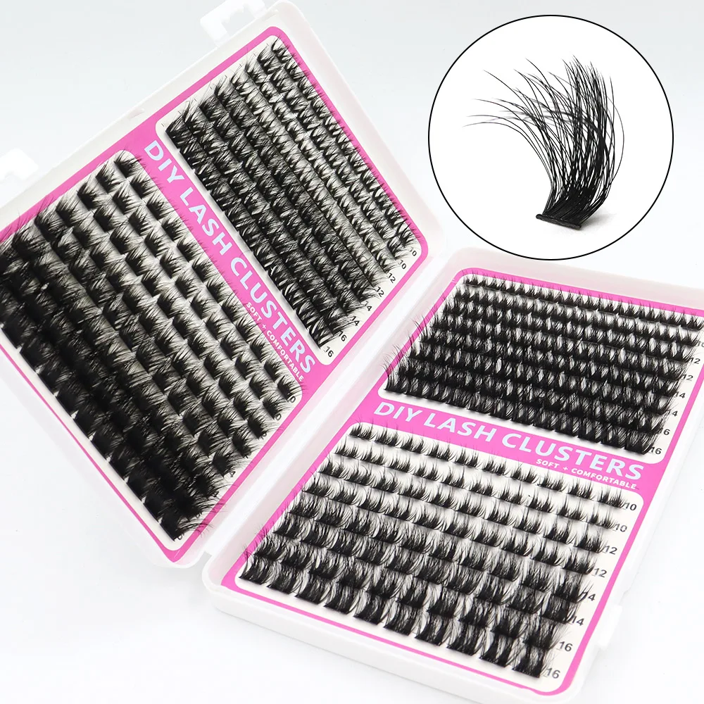 40D/60D/80D/100D grote wimpermix, zwarte stem eyeliner make-up tool, 624PCS/360PCS, wimperverlenging, getufte valse wimpers, D
