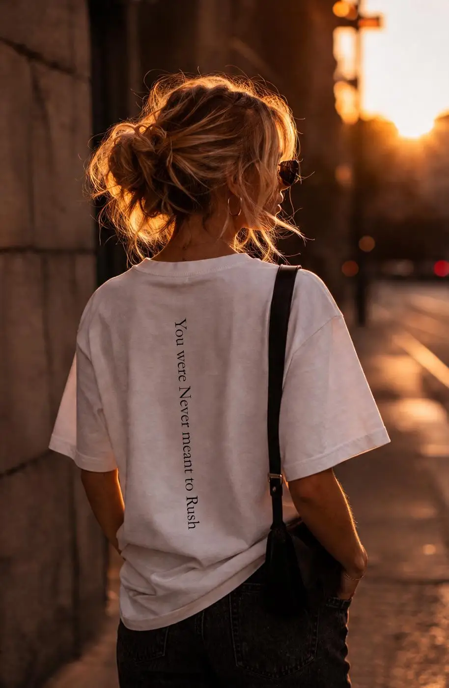 Minimalist Back Print T-Shirt You Were Never Meant To Rush Shirt Aesthetic Typography Tee, Unisex Graphic Shirt High Quality