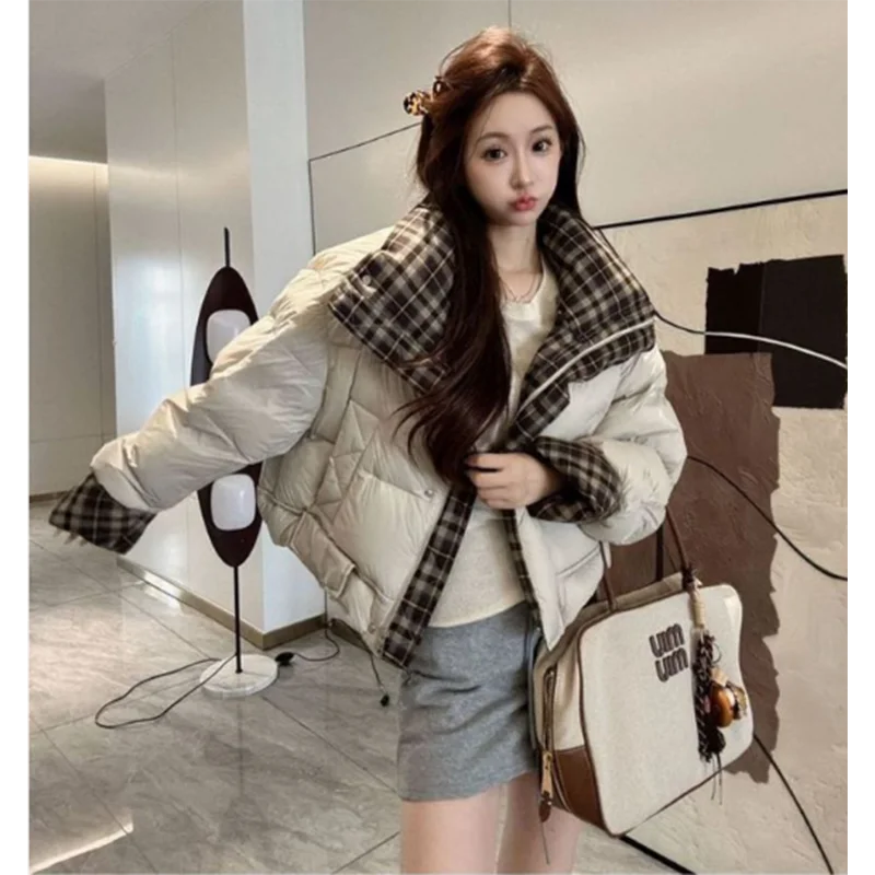 

Осень-зима, новая пуховая женская куртка на хлопковой подкладке, свободный и универсальный дизайн, уникальная короткая женская куртка на хлопковой подкладке