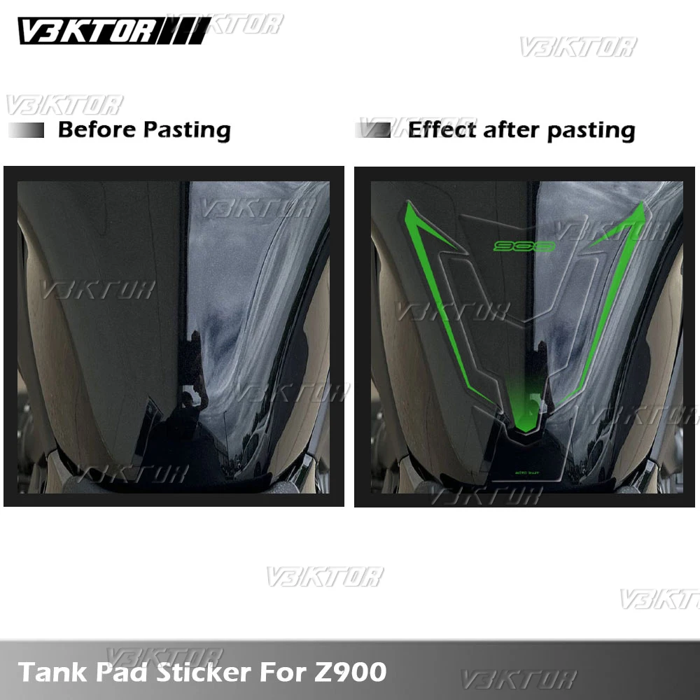 For Kawasaki Z900 Z 900 2017-2025 3D Motorcycle Transparent Fuel Tank Pad Sticker Tank Cap Decal Protector Waterproof