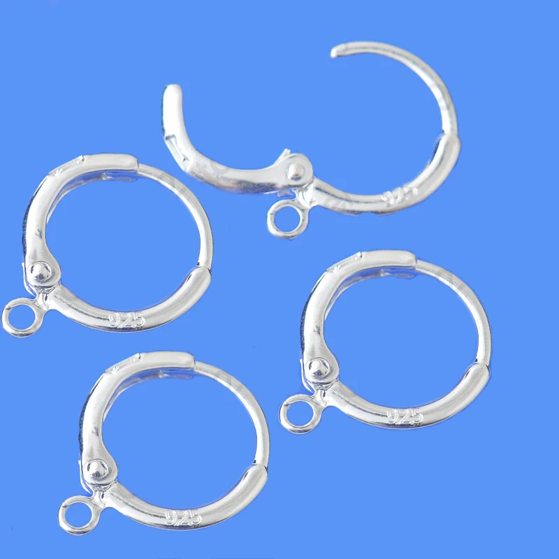 Wholesale 10Pcs/Lot Genuine 925 Sterling Silver DIY Earring Hooks Hoops Findings Jewelry Accessories