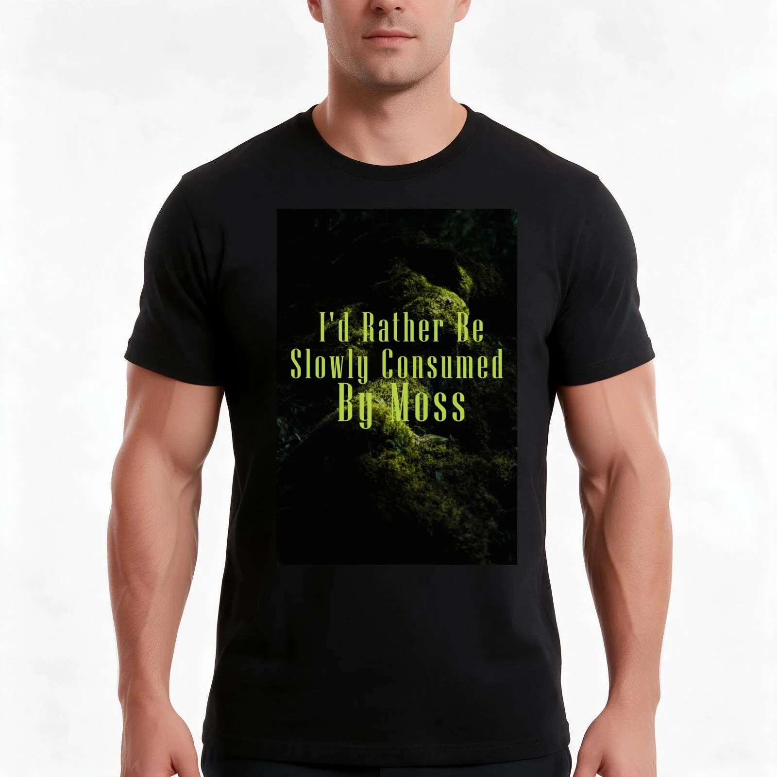 I'd Rather Be Slowly Consumed By Moss T-Shirt, Summer Casual Cotton Tee, Oversized Streetwear Tops, Vintage Graphic Print