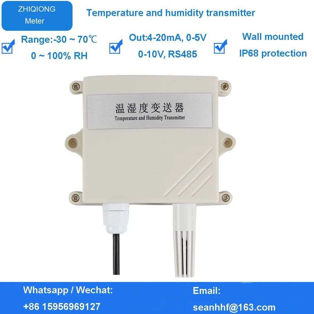 Industrial Sensor de Temperatura e Umidade Transmissor Chuva Analógica Alta Precisão em Co2 co Rs485 05v 010v 420ma