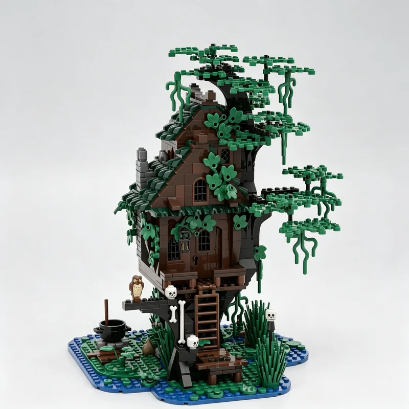 830PCS MOC Witch's Swamp Tree House Fantasy Scene Model Building Blocks DIY Assembly Toy Adult Collector Collection Desktop Gift