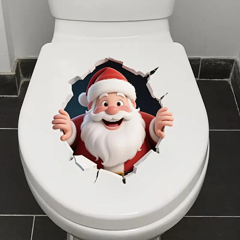 Santa Claus Break-Through Wall Decal PVC Removable Christmas Wall Window Sticker