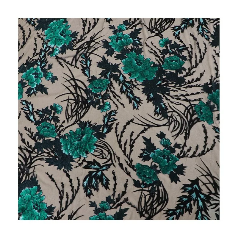 فستان نوم من القماش المخملي المنسوج المطبوع من الفيسكوز الممزق والمحروق، ملابس شيونغسام النسائية