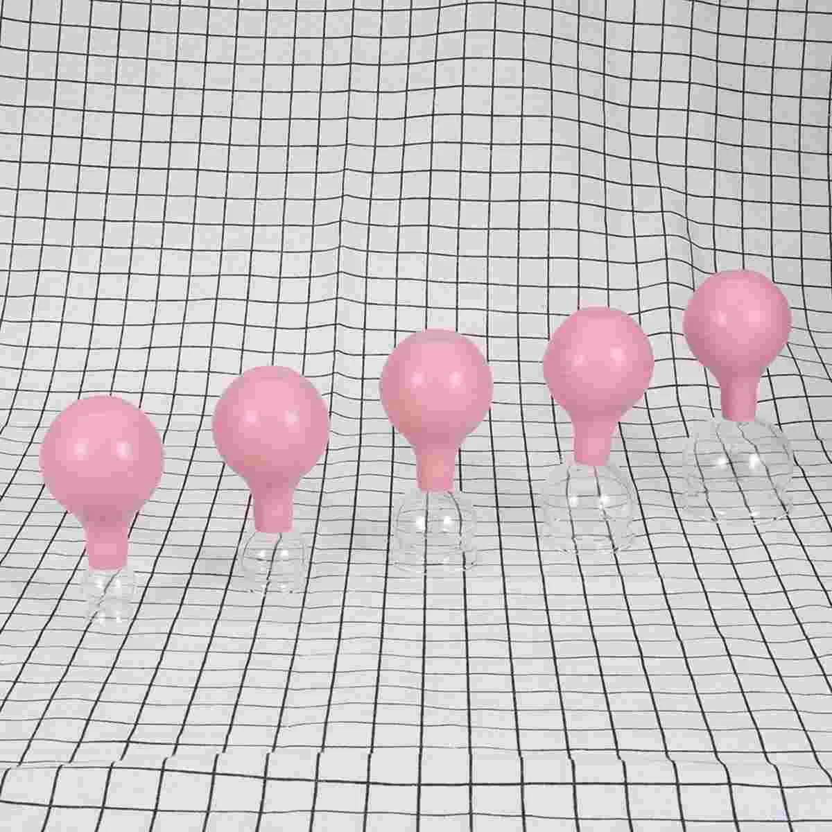 5 SET Body Massage Rubber and Glass Vacuum Cupping Cups Chinese Body Cupping Care (Pink) cupping ball