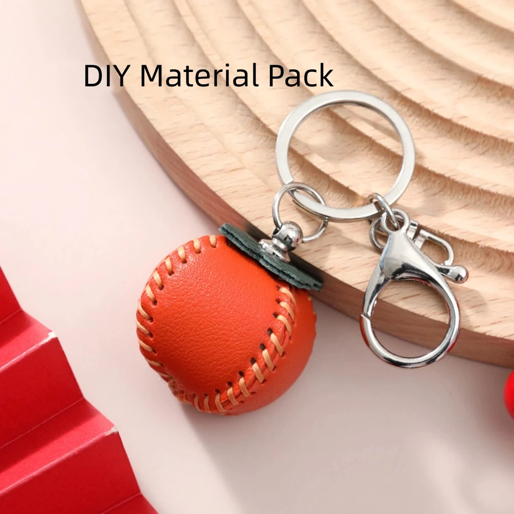 

Funny Cute DIY Material Package Keyring Pear Handmade Fruit Bag Pendant Persimmon Creative Leather Keychain Car Accessory