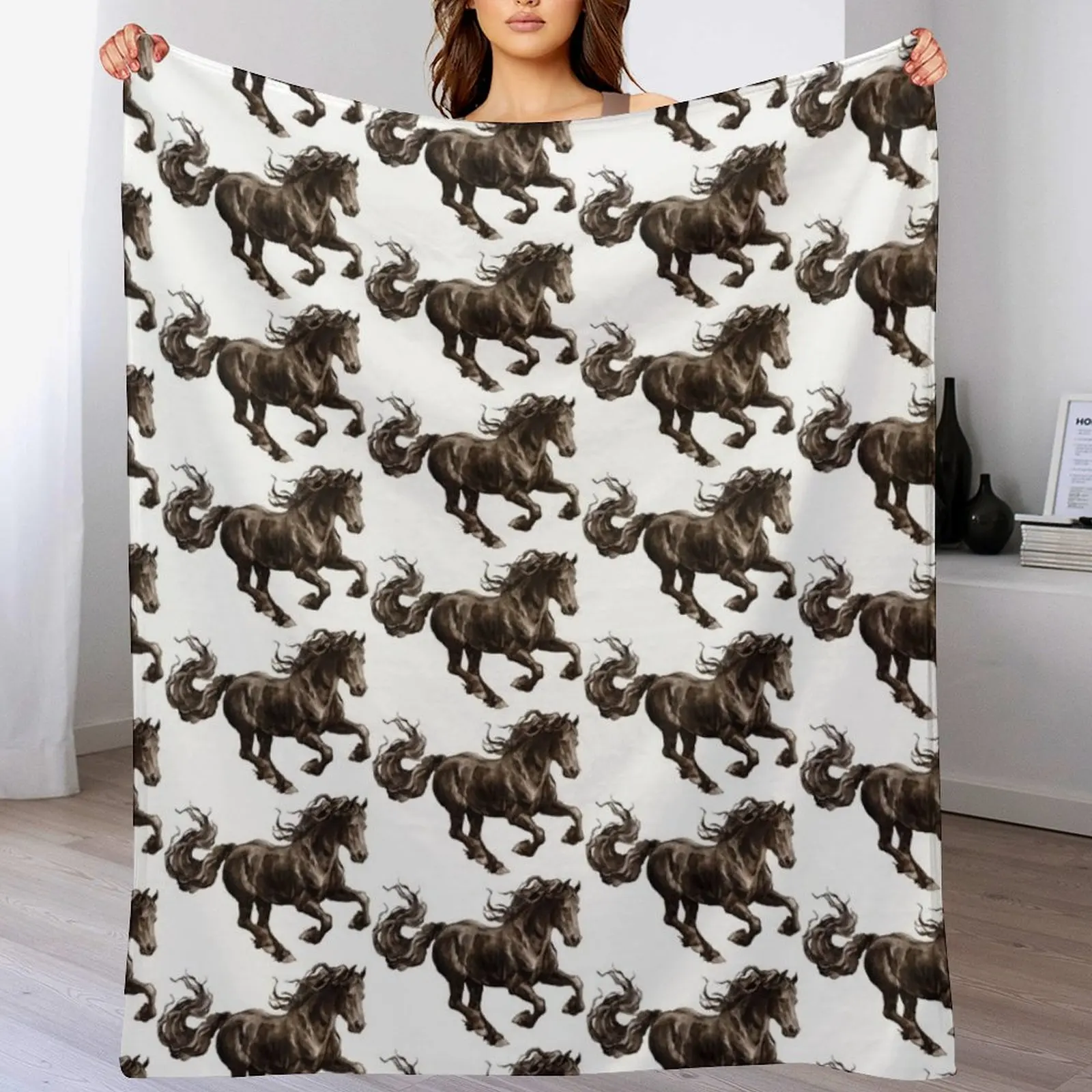 

Friesian horse Throw Blanket cosplay anime blankets and throws Flannels Hair Blankets