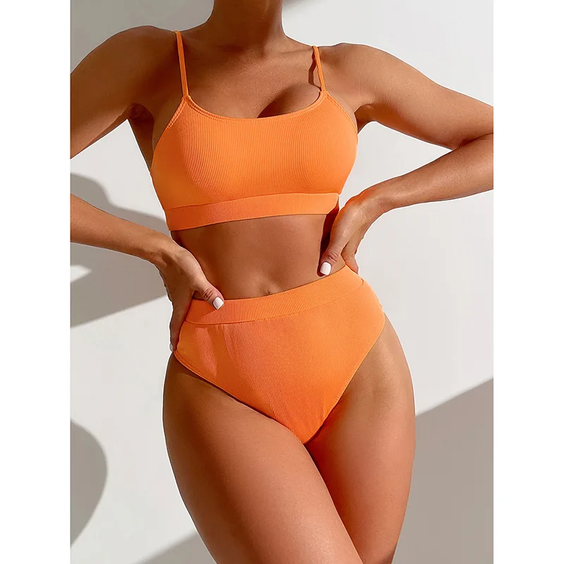 

Новый комплект бикини с мелким рифлением, раздельный купальник для женщин, оптовая продажа на экспорт