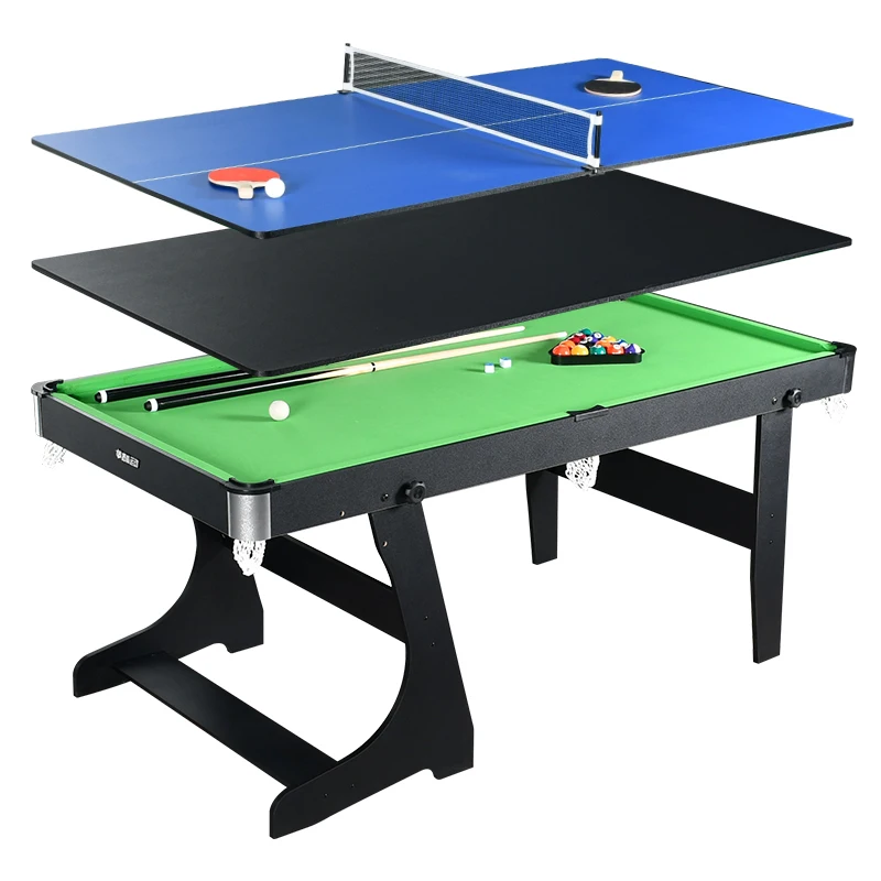 

Cheap Price 3in1 Folding Snooker Billiard Table, 6ft Standing-up Pool Game Table, with Table Tennis and Dinning Board TP-1806P