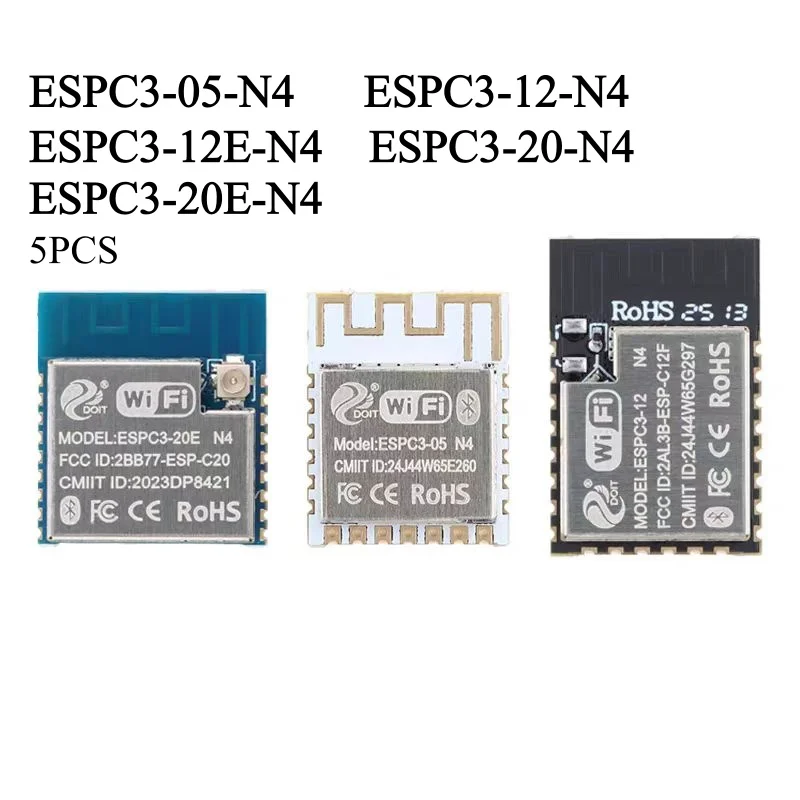5PCS ESPC3-05/12E/20E N4 Wi-Fi + Bluetooth 5.0 Module ESP32-C3 32-bit MCU Module