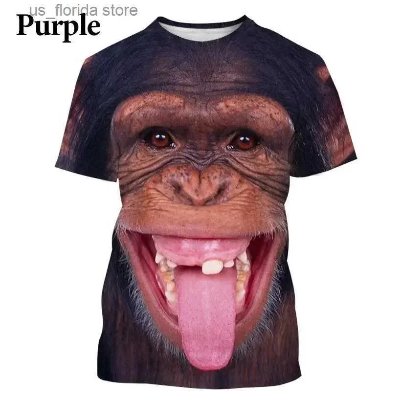 Men\'s T-Shirts Funny Monkey lip Graphic T Shirt for Men Clothing 3D Spoof Gorilla Orangutan Print T-shirt Unisex Kid Boy