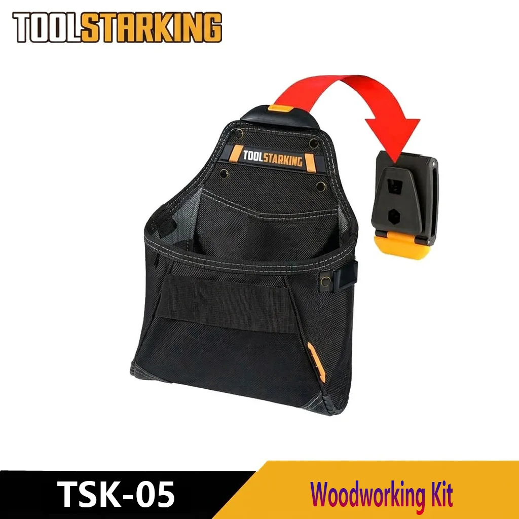 TOOLSTARKING New woodworking bag with multifunctional quick-release buckle. Heavy-duty outdoor tool bag for electricians