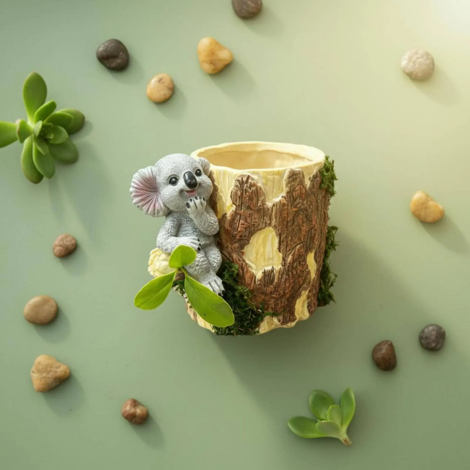 Koala Planter Resin Tree Trunk Planter Koala Plant Pot Gift Idea Home Decor Long-Lasting for Garden