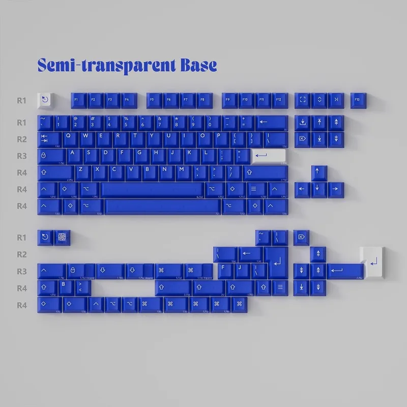 PBTfans Klein Blue R3 Thema Keycaps ABS Cherry Profile Aangepaste tweekleurige doorschijnende sleutelkap voor mechanisch toetsenbord PC-cadeaus