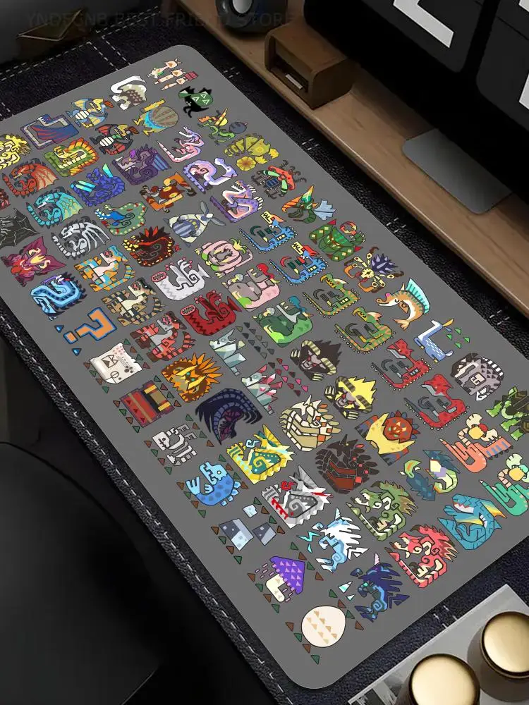 Podkładka pod mysz do gry Monster Hunter World Tapetes de Mesa Teclado Borracha Kawaii XXL 90x40cm Tapete de Mesa Antiderrapante — zdjęcie produktu 7