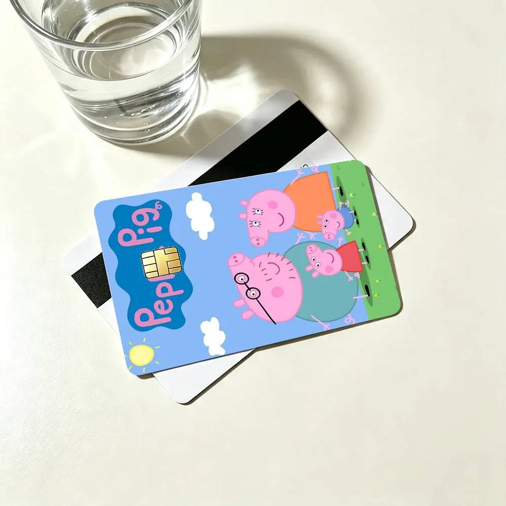 Peppa Pig C-Cartoon P-Pink Credit Card HD Stickers Game Card Decal Small Chip Waterproof Sticker Gift view 3