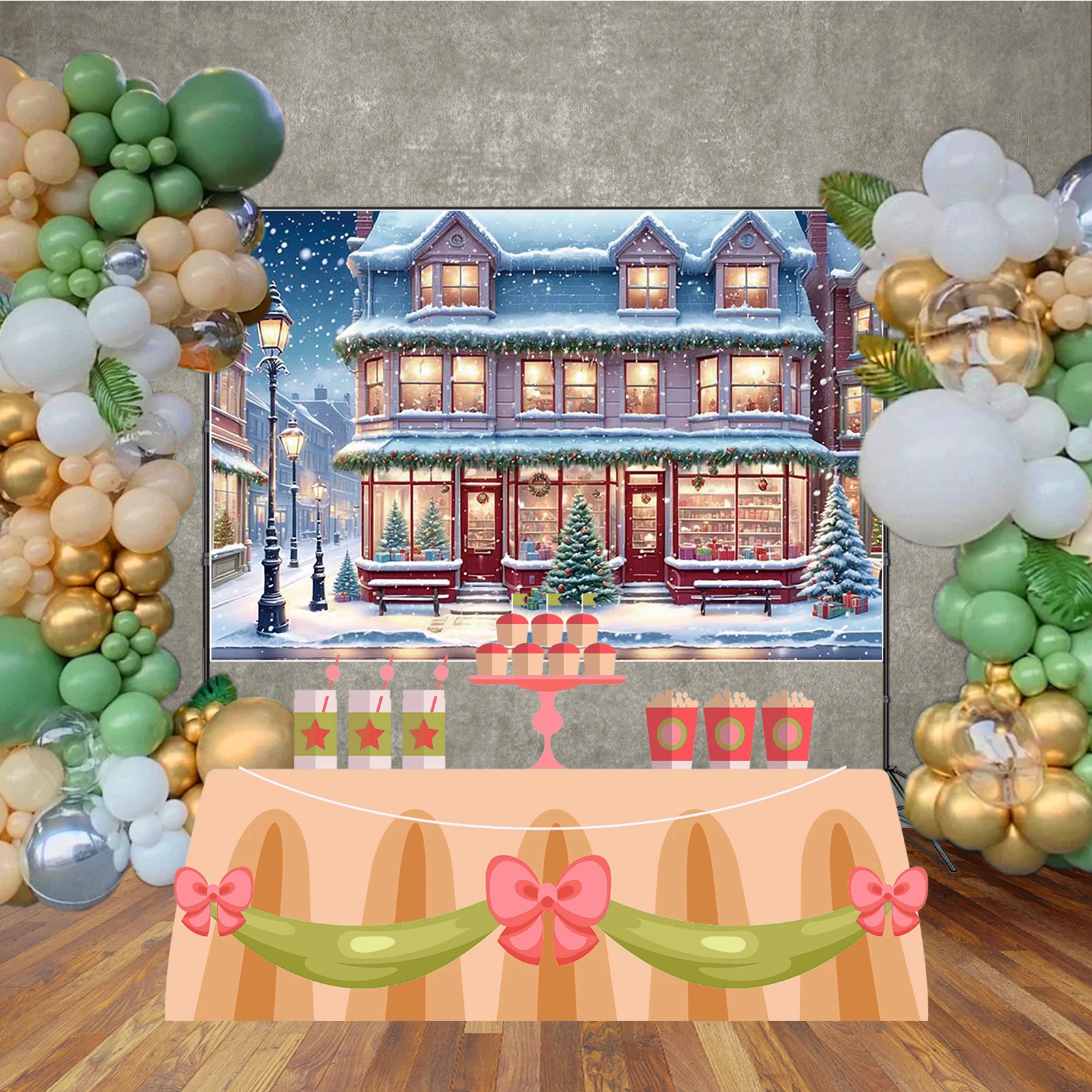 MOON.QG 雪クリスマス背景冬ワンダーランド冷凍誕生日スノーフレーク写真撮影の背景家族冬の森の装飾