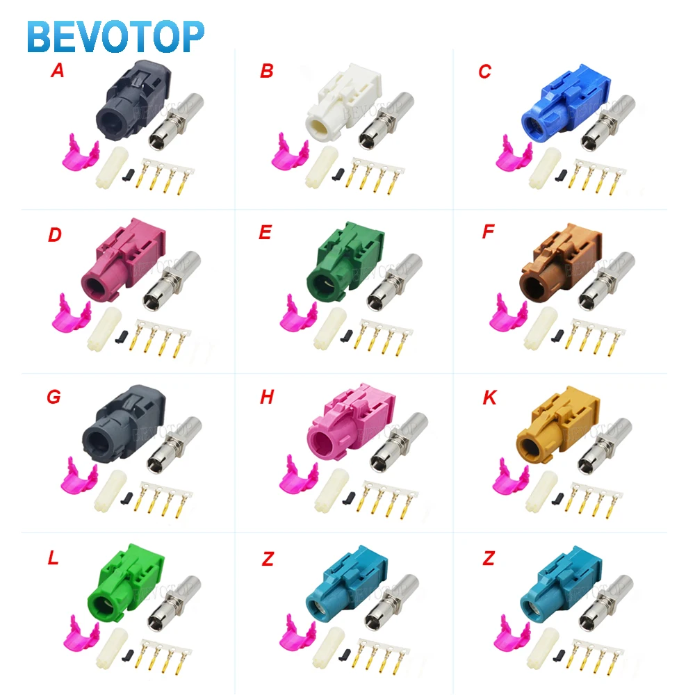 10Pcs HSD LVDS 4 Pin Female Jack Straight Crimp Connectors Set A/B/C/D/E/F/G/H/K/L/Z for 535 4 Core HSD LVDS Cable