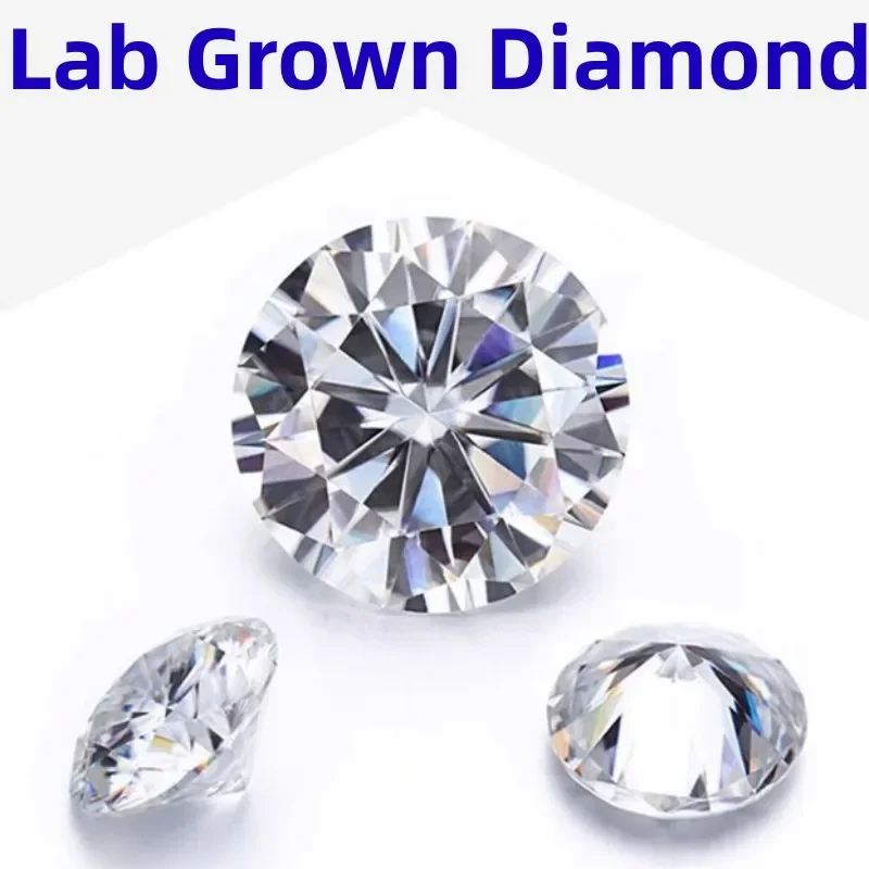 Lab Grown Diamond CVD White Round Cut GRA Moissanite Loose Stone 0.05-0.1ct Small Size 1pc for Wedding Fine Jewelry