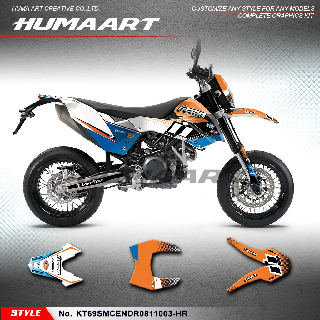 

Виниловые графические наклейки HUMAART для KTM 690 SMC-R SMC Enduro R 2008 2009 2010 2011, KT69SMCENDR0811003-HR