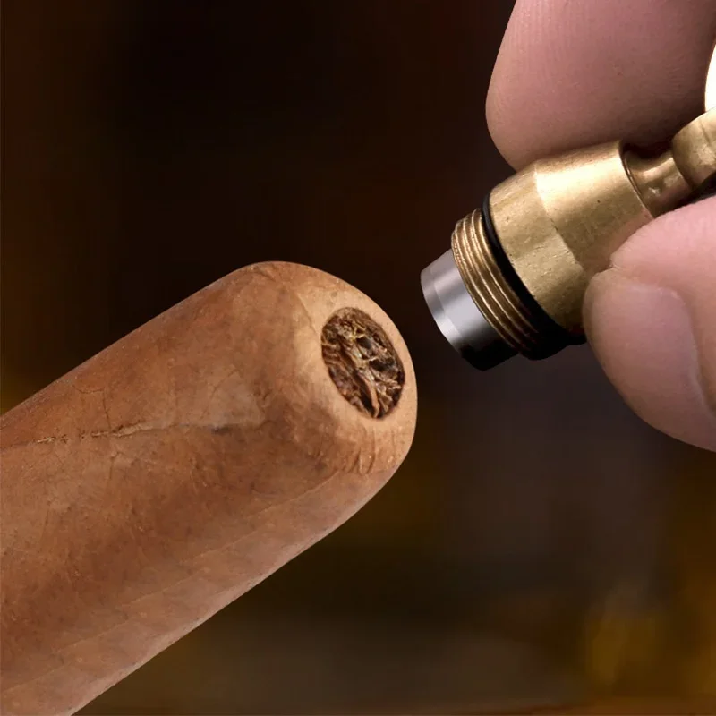 HONEST Brass 2-in-1 Cigar Keychain Cigar Accessories 8.5mm Cigar Knife and  Needle Holder Outdoor Portable Lighters Smoking Gift