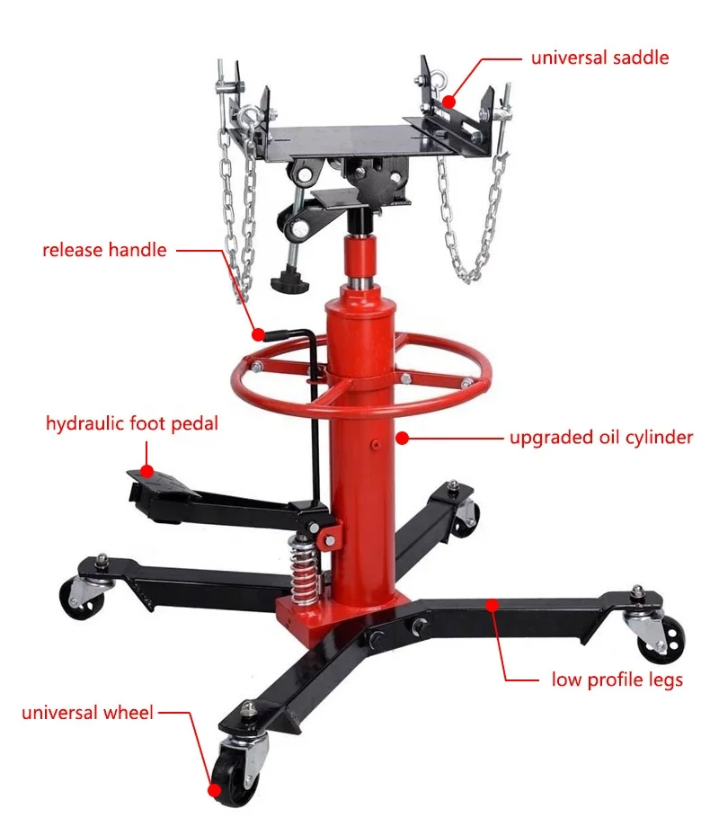 Hydraulic twin cylinder high engine transmission jack Manual lift with CE for automotive quick repair tools