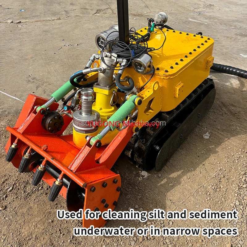 Remote Control Sludge Cleaning Robot With HD Camera For Sewer Tank Chemical Plant Remote Control Crawler Silt Removal Robot
