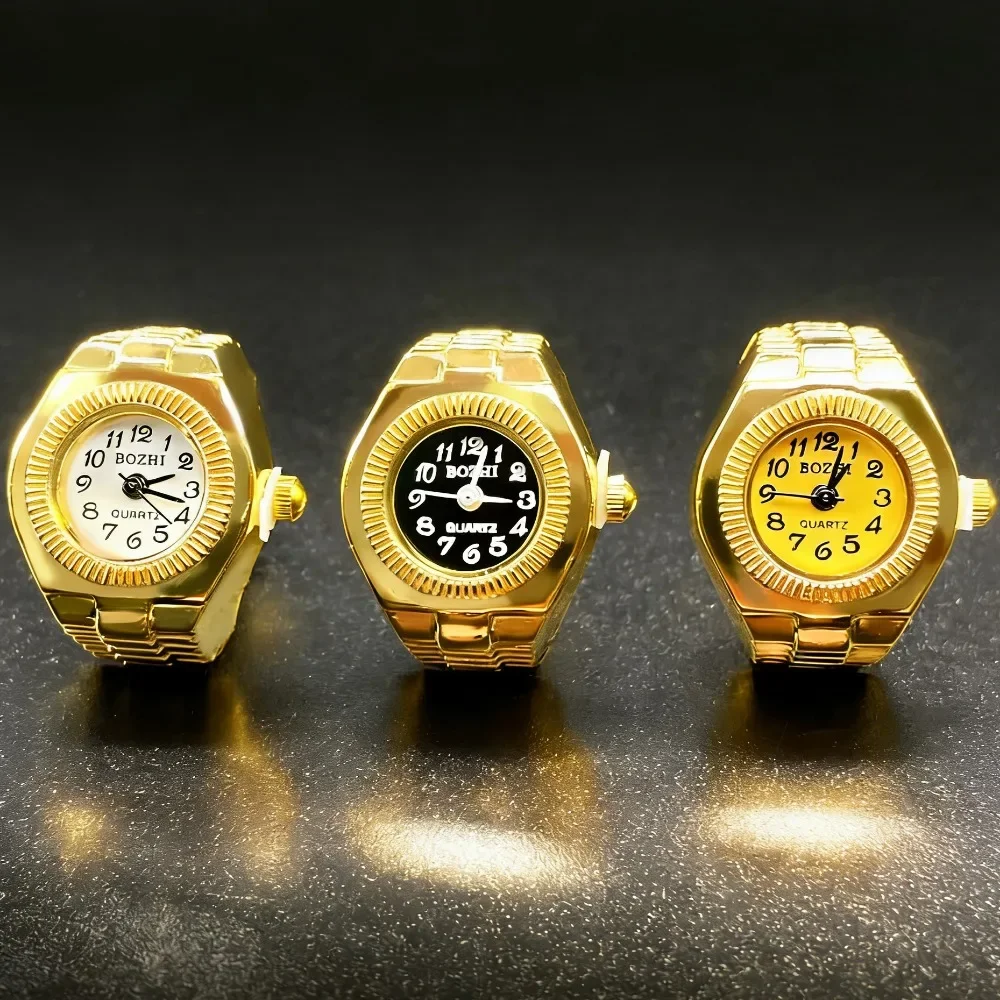 Mini Vintage Finger Ring Watch Round Dial Creative Quartz Watch Fashion Couple Jewelry Accessories