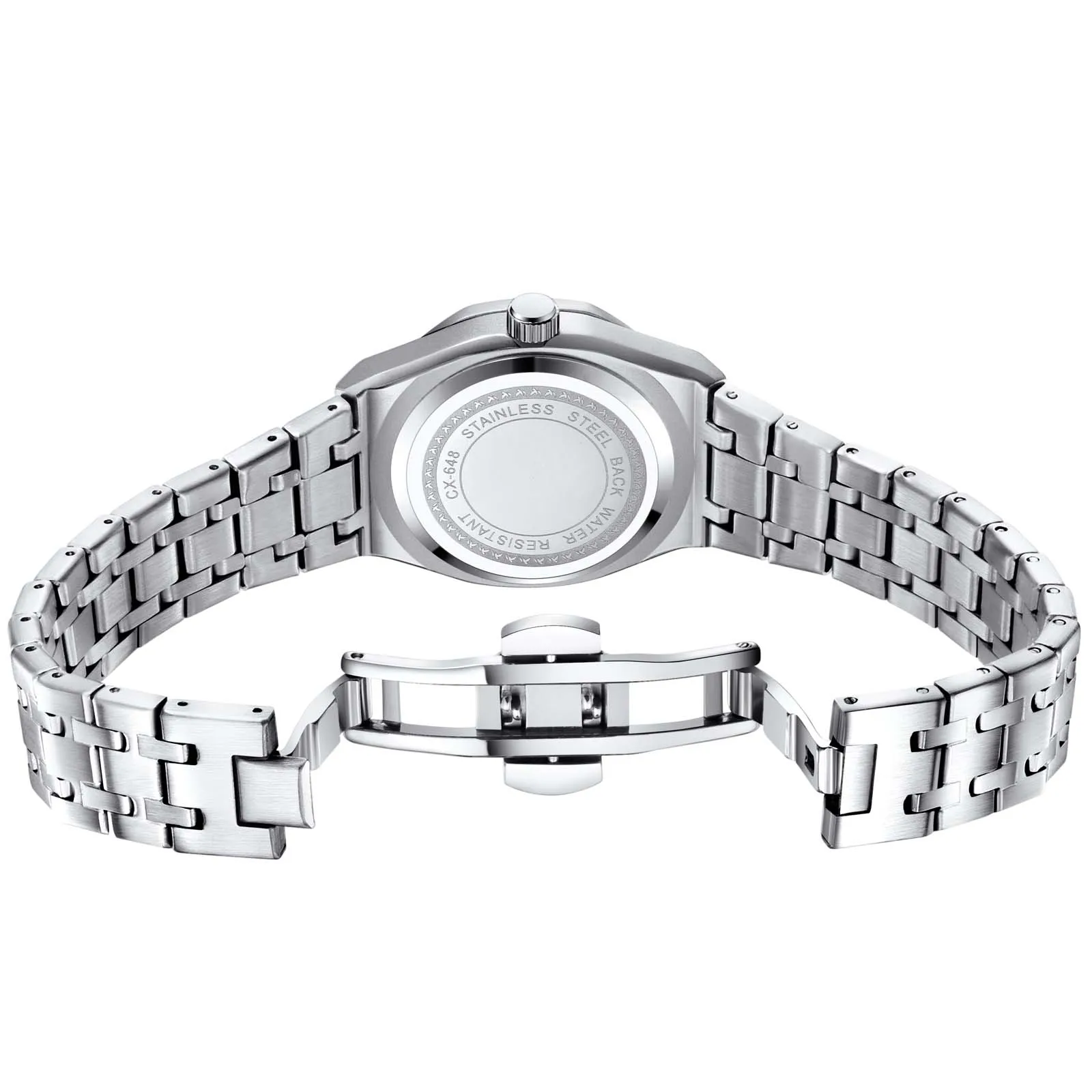 CHENXI ساعة يد كلاسيكية عصرية مقاومة للماء بتقويم مضيء كوارتز ساعات من الفولاذ المقاوم للصدأ للنساء Relojes Para Damas