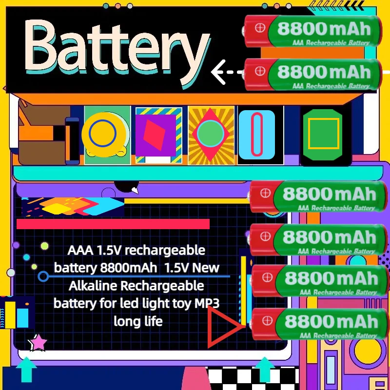 

AAA 1.5V Rechargeable Battery 8800mAh 1.5V New Alkaline Rechargeable Battery for Led Light Toy MP3 Long Life