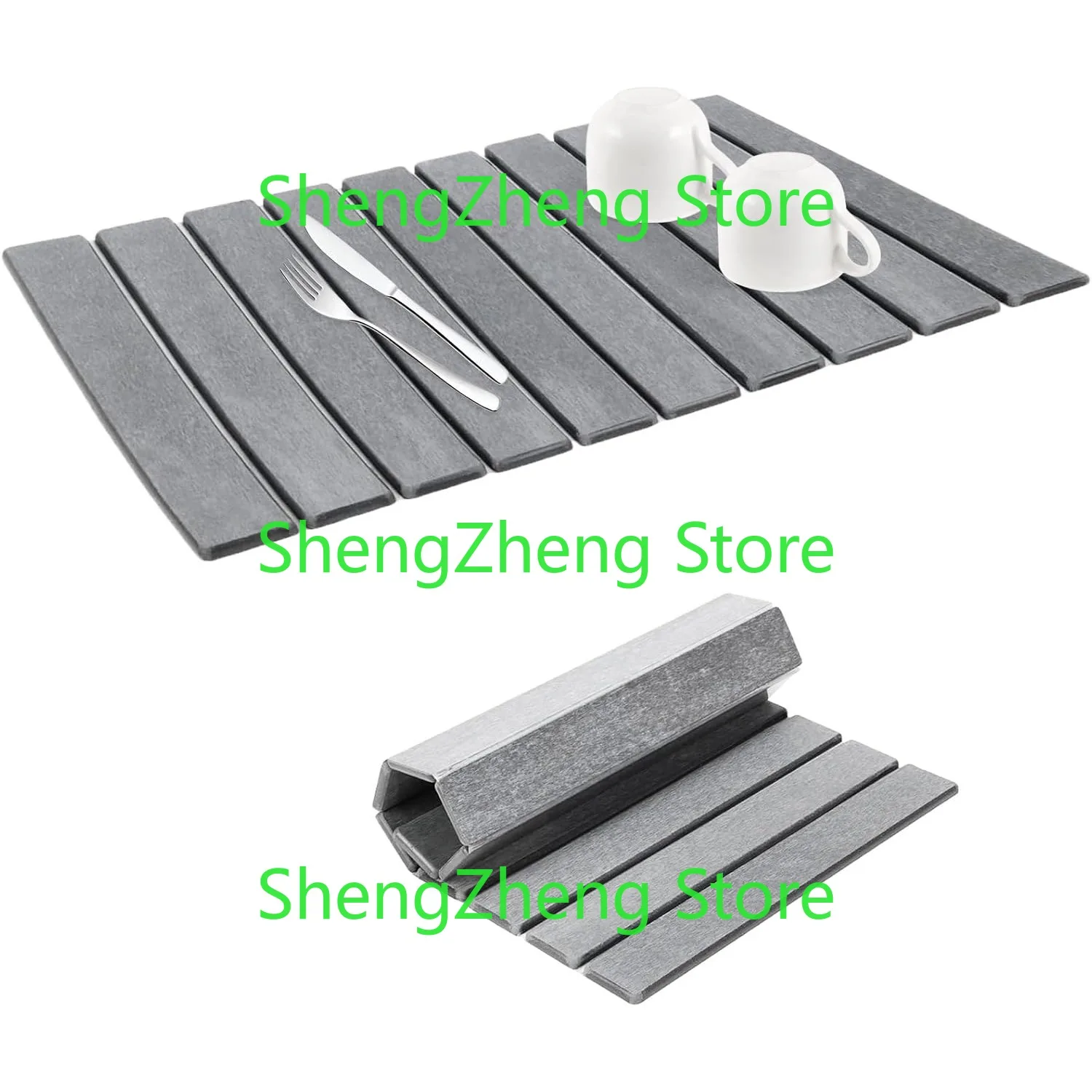 

Large Stone Dish Drying Mat for Kitchen Counter, Quick Dry Collapsible Diatomaceous Earth Dish,Water Absorbent