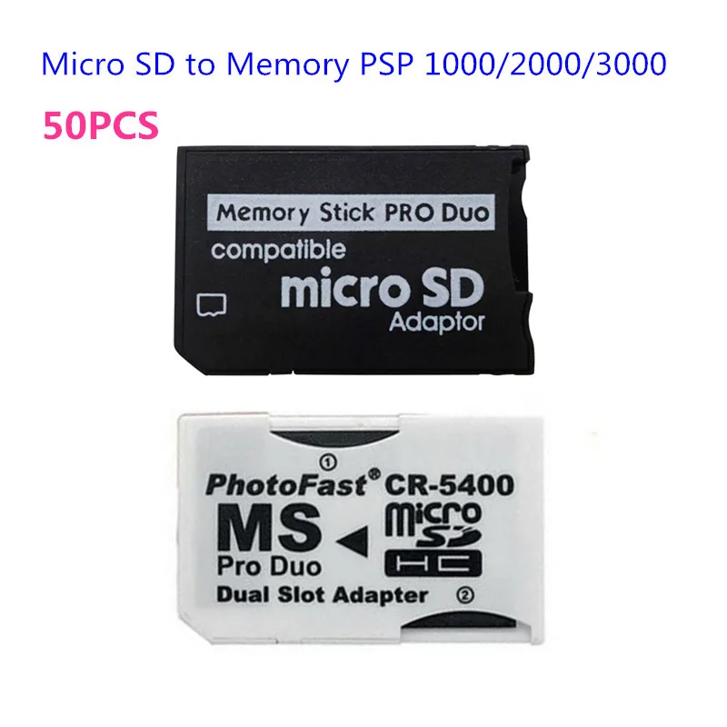 

50PCS Memory Stick Adapter SD TF to Memory Stick MS Pro Duo Adapter For PSP 1000 2000 3000 CR-5400 CR5400