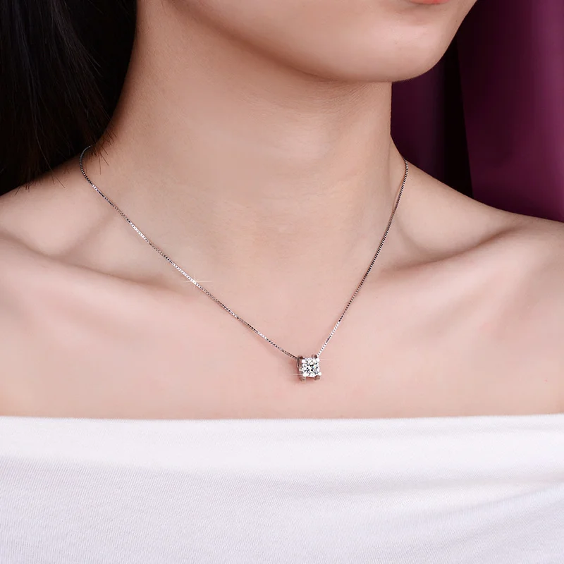 BagueRingen prawdziwy 1ct Moissanite wisiorek naszyjnik dla kobiet najwyższej jakości 925 szterling srebrne wesele impreza ślubna biżuteria — zdjęcie 6