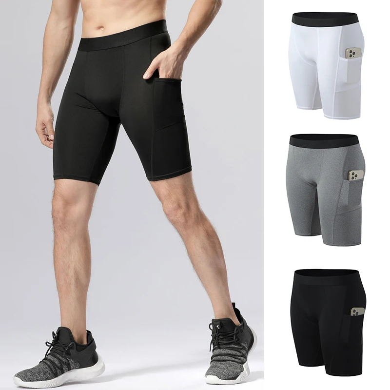 Pantalones cortos de baloncesto informales para hombre, pantalones cortos de compresión para gimnasio, mallas deportivas de secado rápido para