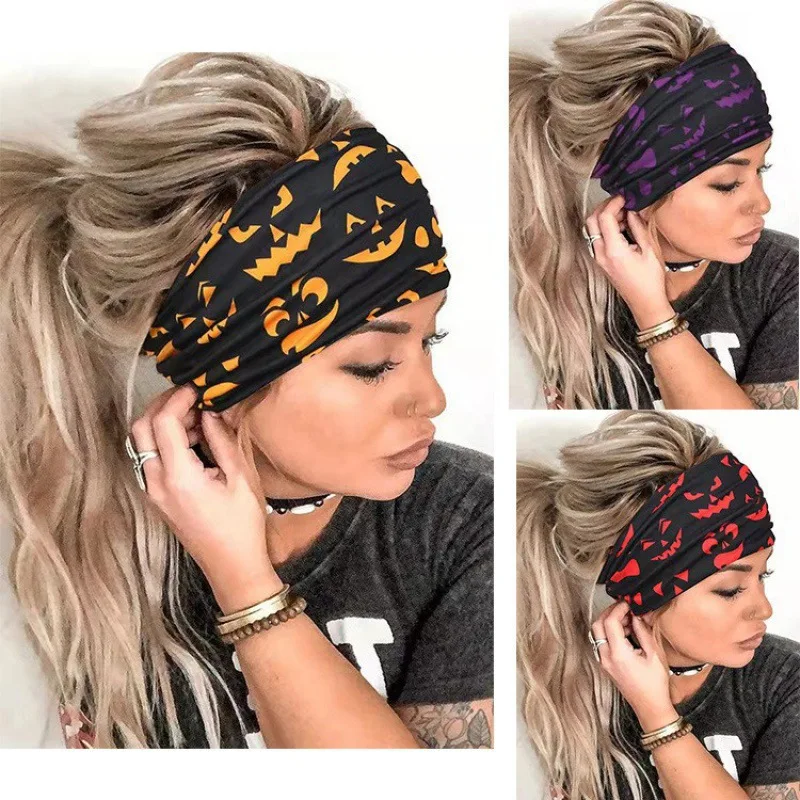 

European and American Halloween popular sports headband fitness turban yoga hairband sweat-absorbing sweat-induced belt