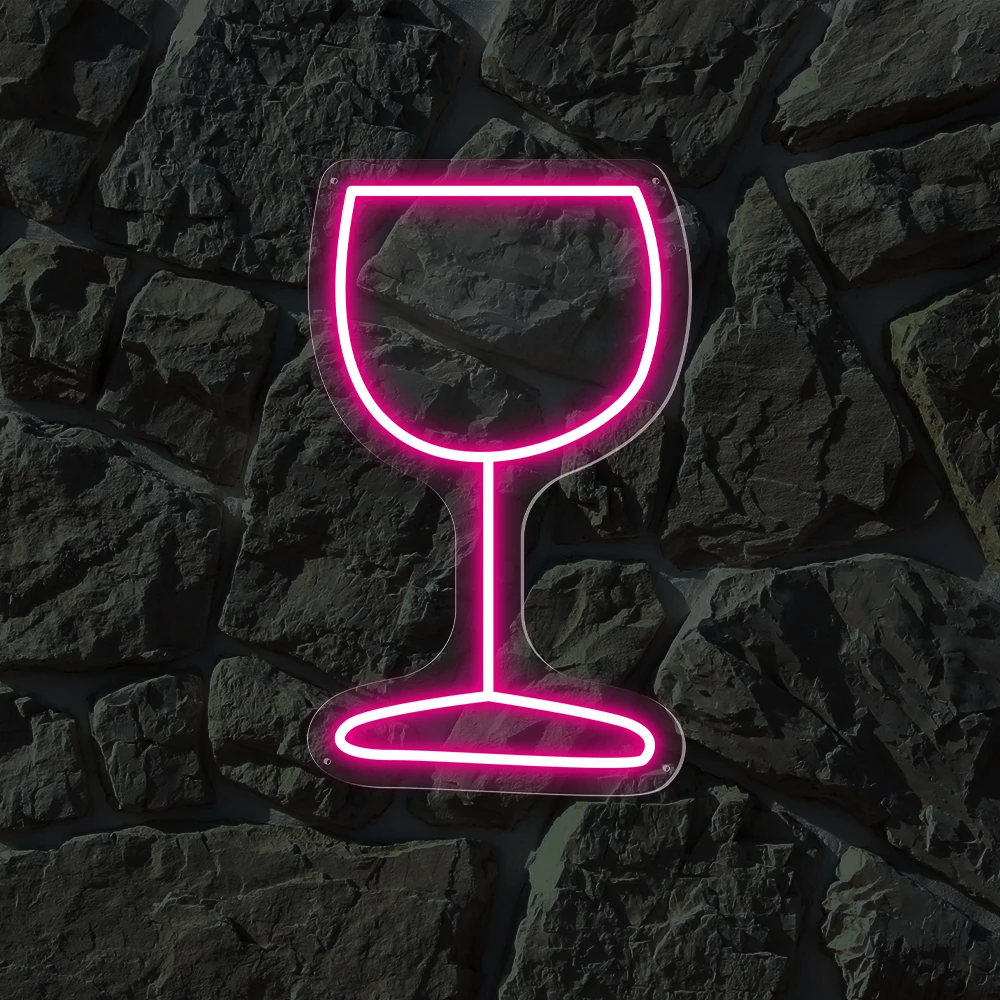 

Wine Mugs Neon Sign Bar Club Cocktail Man Cave Party Wedding Decor Wine Glass Modeling Nightlight Light LED Cup Decoration