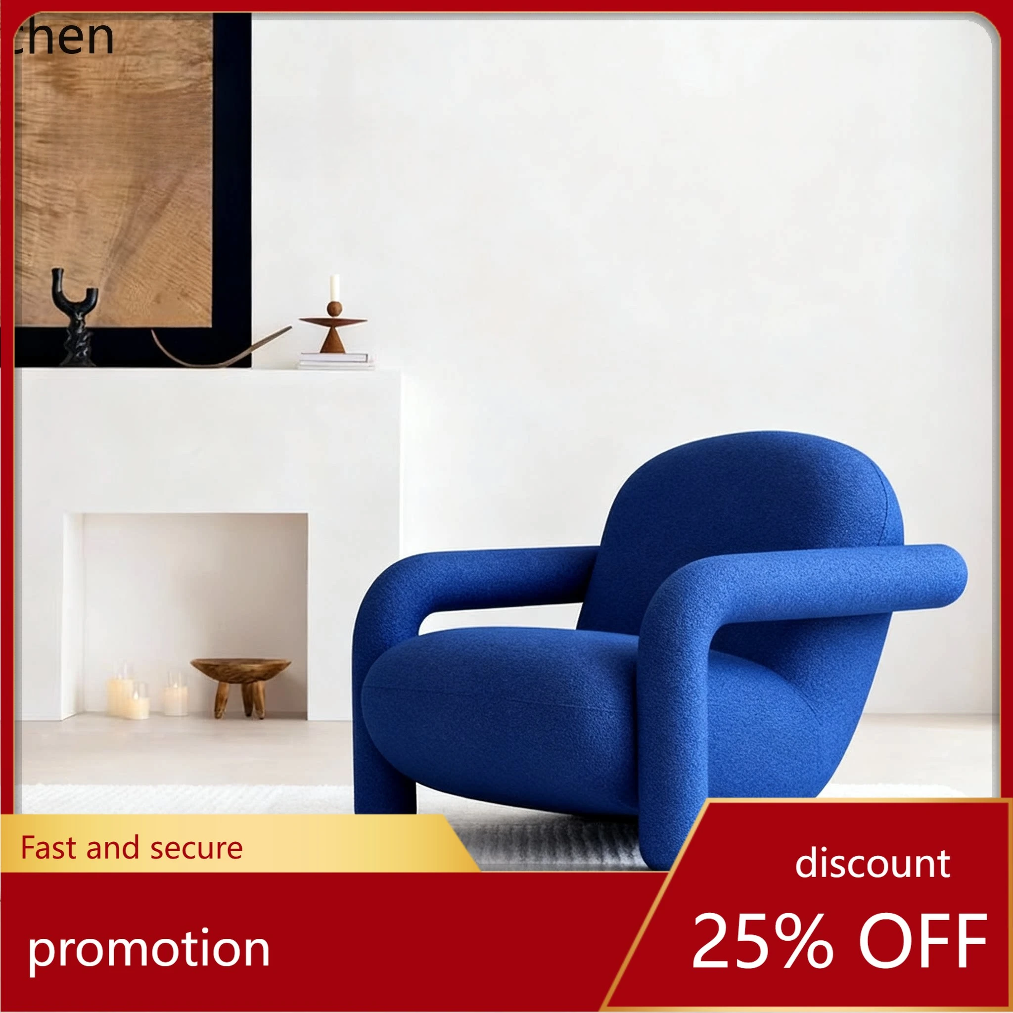 

CZ Vintage Fabric Single Leisure Chair Modern Minimalist Small Apartment Living Room Bedroom Balcony Sofa Chair