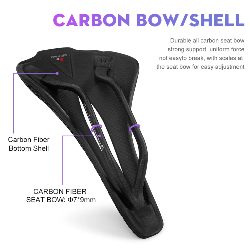 Q10 3D Printed Bicycle Saddle Ultralight Carbon Fiber Hollow Comfortable Breathable Gravel Road bike Cycling Seat Parts