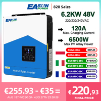EASUN POWER 6.2KW 4.2KW Hybrid Solar Inverter 48V 230V 120A MPPT Charger Controller Dual Output PV 500V Pure Sine Wave WIFI BMS