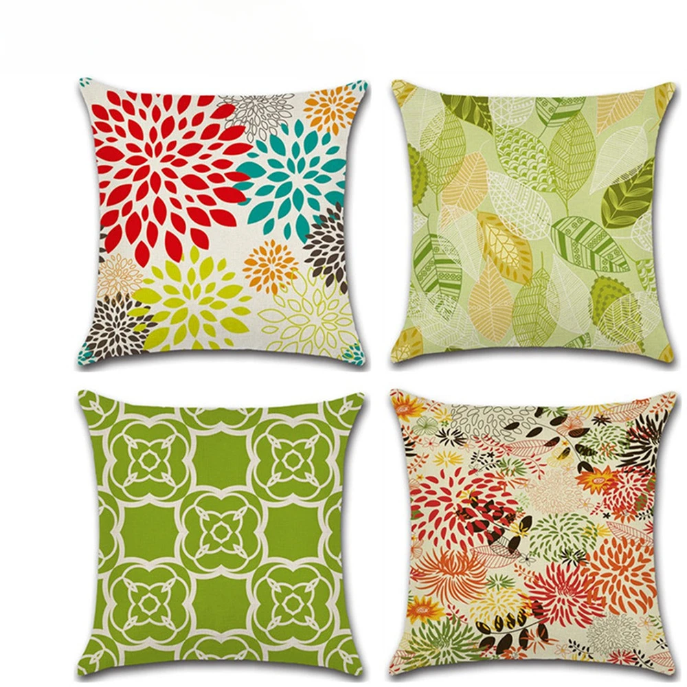 New Geometric Shape Leaf Chrysanthemum Theme Pillow Cover and Cushion Cover Digital Printing